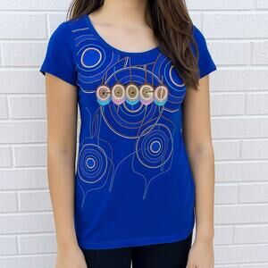 COOGI Women's Y2K Short Sleeve Abstract Bubble Logo Shirt Multicolor Size Small